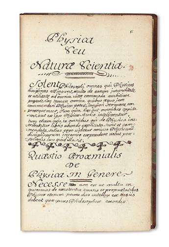 MANUSCRIPT.  Physica Generalis [Specialis].  Illustrated ms. in Latin on paper.  2 vols.  1707